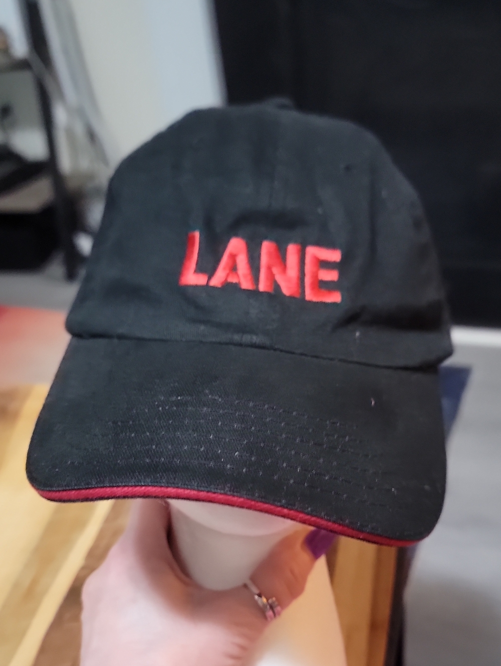 Black Baseball Cap with Red Accent - Men's Accessory